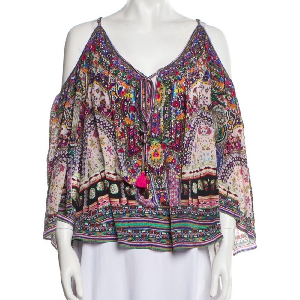 Camilla Vibrant Multicolor Cold Shoulder Blouse